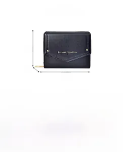 Short PU leather wallet detail showing card slots, photo holder and zip pocket