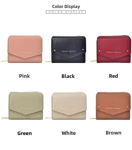 Litchi texture leather short wallets for women in six colors with Forever Sunshine logo
