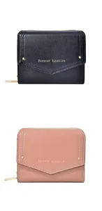 Close-up of textured leather women's folding wallets with Forever Sunshine engraving