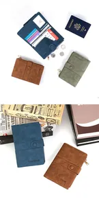 Detail view of RFID blocking passport holder with card slots and secure zipper pocket