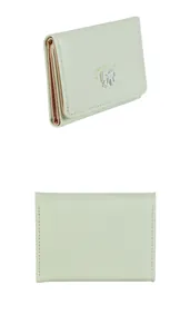 Petit portefeuille tricolore vert menthe avec nœud et compartiments de rangement