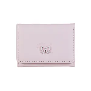 Portefeuille court rose en similicuir avec nœud papillon et logo Sweet pour femmes