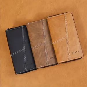 Herren Retro PU Leder Lange Reißverschluss Brieftasche Große Kapazität Business Multi-Kartenfach Clutch Geldbörse Mit Handschlaufe