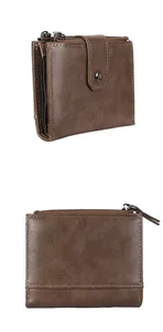 Klassische braune Herrenbrieftasche mit RFID-Schutz, Reißverschluss und Kartenfächern