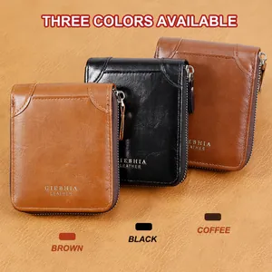 Vintage Men PU Leather Short Wallet With L-Shape Metal Zipper Large Capacity Card Holder Coin Pocket Billfold Retro Purse
