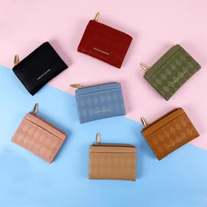 Minimalistische dames portemonnees van kunstleer met ruitpatroon in diverse kleuren