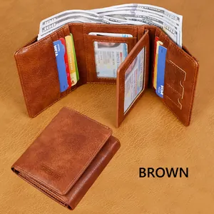 Braune Vintage-Herrenbrieftasche aus Leder mit vielen Kartenfächern und Münzfach