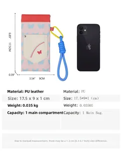 Tableau détaillé des dimensions de l'étui à lunettes en cuir PU avec guide de taille