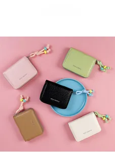 Classic crocodile texture mini coin purses in five colors with colorful beaded zipper pulls