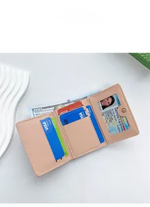 Detailed interior view of a tri-fold wallet showing card slots and currency section