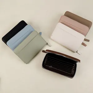 Large Capacity PU Leather Accordion Long Wallet For Women Travel Passport Document Organizer Minimalist Zipper Handbag With Wristlet