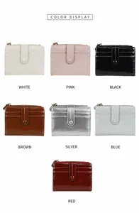Detailed grid view of vintage cracked leather bifold wallets in seven assorted colors