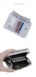 Dettagli sulla capacità del portafoglio corto con scomparti carte e tasca zip