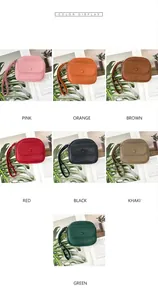 Detail view of colorful minimalist faux leather coin purses with litchi texture and wrist strap
