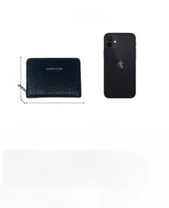 Detailed dimensions and internal capacity layout of the black PU leather wallet