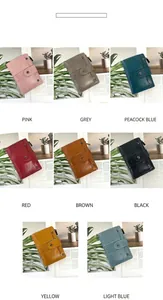 Portafogli corti da donna in ecopelle PU disponibili in otto colori con chiusura a zip