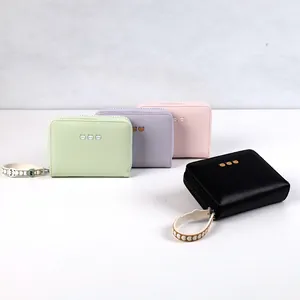 Cute Cartoon Bear Women Small Wallet PU Leather Zipper Coin Purse Multi Card Slots Mini Square Wallet With Hand Strap