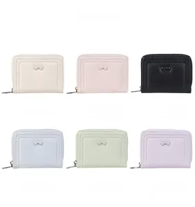 Multiple macaron colors of bow-knot small leather wallets including pink and blue