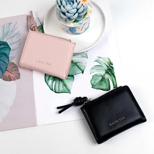 Women's Minimalist PU Leather Short Zip Wallet With Knot Tassel Pendant Classic Star Print Card Holder Coin Purse Fashion