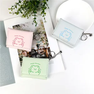 Portafoglio da Donna in Pelle PU Corto Pieghevole Con Stampa Orso Cartone Animato Portachiavi Mini Portamonete Porta Carte Per Studenti