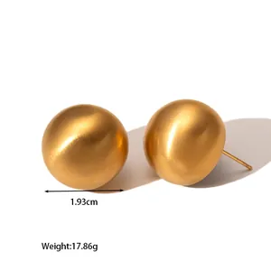 Minimalist 18k gold plated stainless steel square stud earrings with brushed matte finish