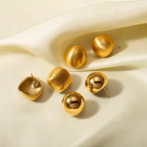 Minimalist 18k gold plated stainless steel geometric earrings with matte and mirror finish