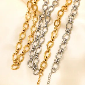 Minimalist gold and silver stainless steel chain necklaces and bracelets set for women