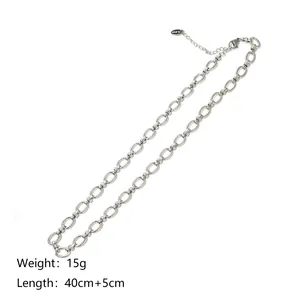 Polished silver stainless steel link chain necklace with lobster clasp and extension