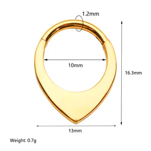 Detalles del aro de lágrima dorado de 1,2mm con medidas exactas y peso del producto