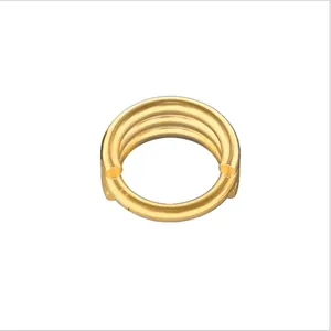 Golden stainless steel triple-stacked nose ring with a polished hinged clicker design