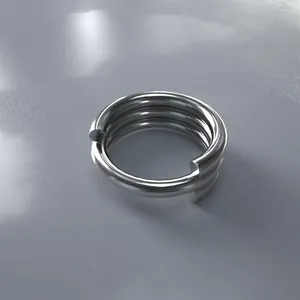 Three-layer spiral stainless steel nose ring with a polished silver metallic finish