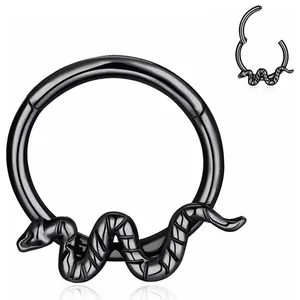 316L Stainless Steel Snake Bee Nose Hoop Ring Hinged Segment Clicker Septum Piercing Jewelry For Women Men Punk Earrings
