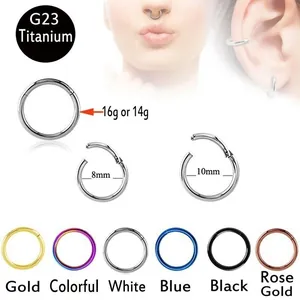 G23 titanium hinged clicker rings for septum and ear in 16g 14g and multiple colors