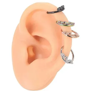 Snake shape 316L stainless steel nose rings in black, rainbow, rose gold and silver