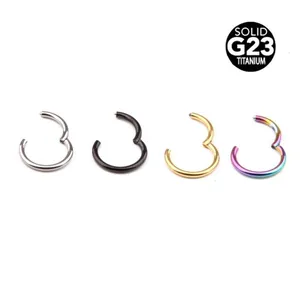 Set of four heart shaped G23 titanium seamless rings in silver black gold and rainbow