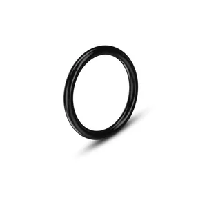 Detailed close-up of a black polished G23 titanium seamless hinged clicker hoop ring