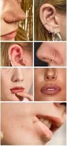Detailed size guide for 316L stainless steel nose rings with zircon inlay