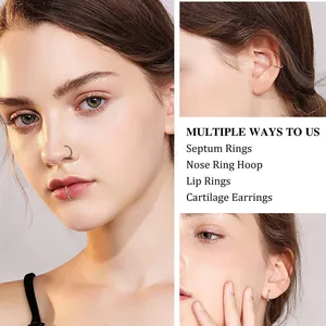 316L stainless steel hinged hoop ring for nose, septum, and ear piercings