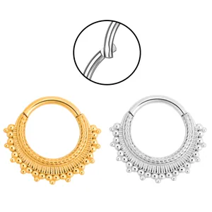 316L Stainless Steel Septum Clicker Ring Bohemian Beaded Hinged Nose Hoop Earrings For Women Men Body Jewelry