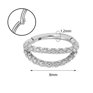 316L stainless steel hinged segment nose ring with 1.2mm gauge and 8mm inner diameter