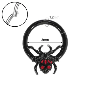Black spider 316 stainless steel hinge clicker piercing with 8mm inner diameter