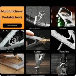 Multi-functional stainless steel EDC tool card with bottle opener and wrench features