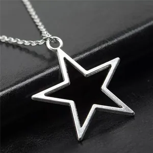 Minimalist silver hollow star pendant necklace featuring a sleek polished geometric design