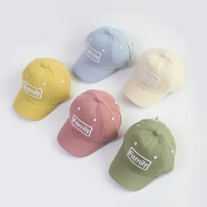 Kids Family Letter Embroidery Baseball Cap Adjustable Cotton Canvas Sun Hat For Boys Girls Spring Autumn Outdoor Accessory