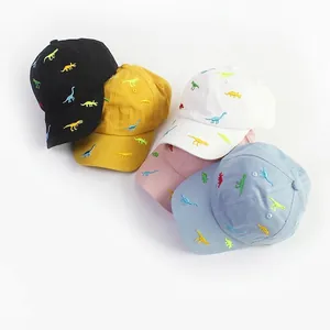 Cartoon Dinosaur Embroidery Kids Baseball Cap Adjustable Cotton Sun Protection Sunshade Hat For Boys Girls Toddler Outdoor