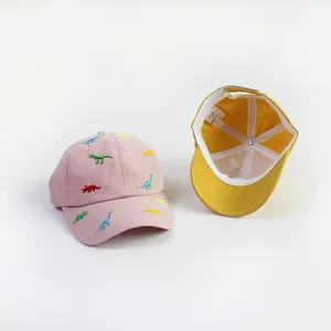 Breathable cotton children's baseball cap with colorful cartoon dinosaur embroidery