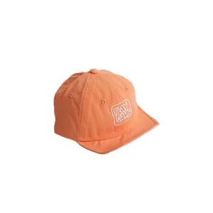 Orangefarbene Baumwoll-Baseballkappe mit weißem PLAY GAME-Stick und Belüftungslöchern