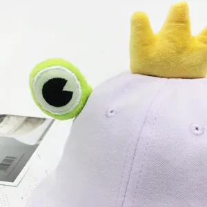 Chapeau de soleil en coton violet pour enfant avec décor de prince grenouille
