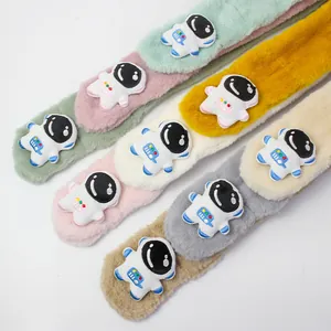 Kids plush astronaut scarf in various colors made of soft warm faux rabbit fur
