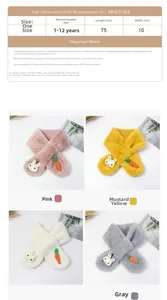 Tableau des tailles détaillé pour écharpe peluche enfant motif lapin et carotte